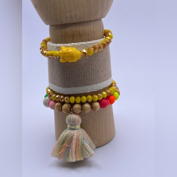 Bohemian Layered Bracelets Set - Embroidery Bracelet Cuff with Bead Bracelet Set - Picture 7 of 9